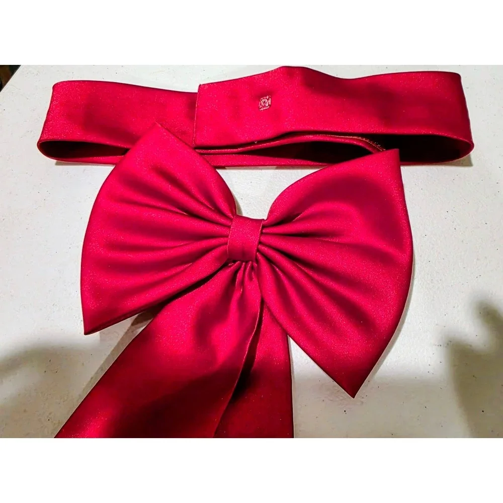 Cherry Red David's Bridal Waist Convertable Bow Accessory
